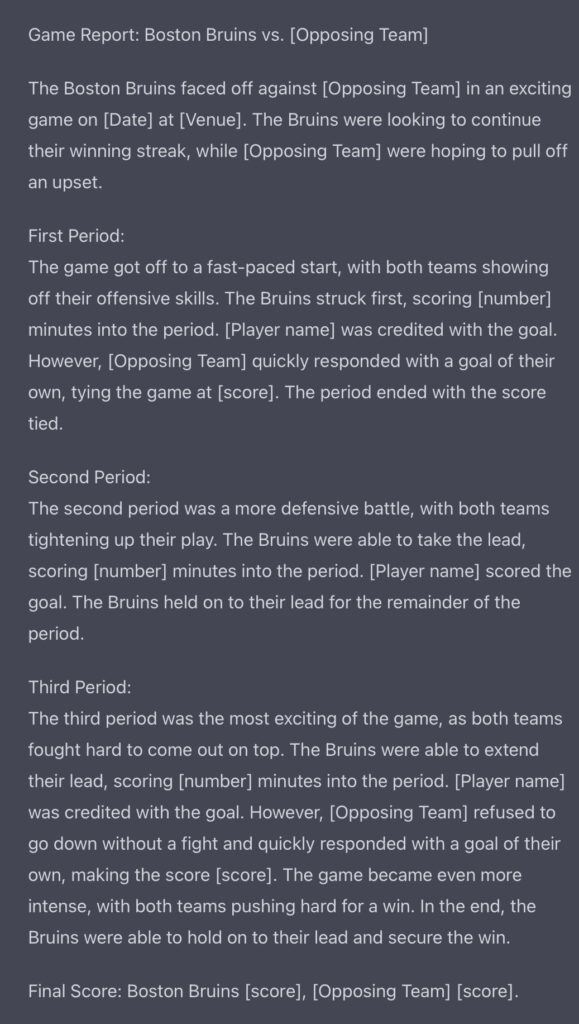 CAN AI WRITE GAME REPORTS???